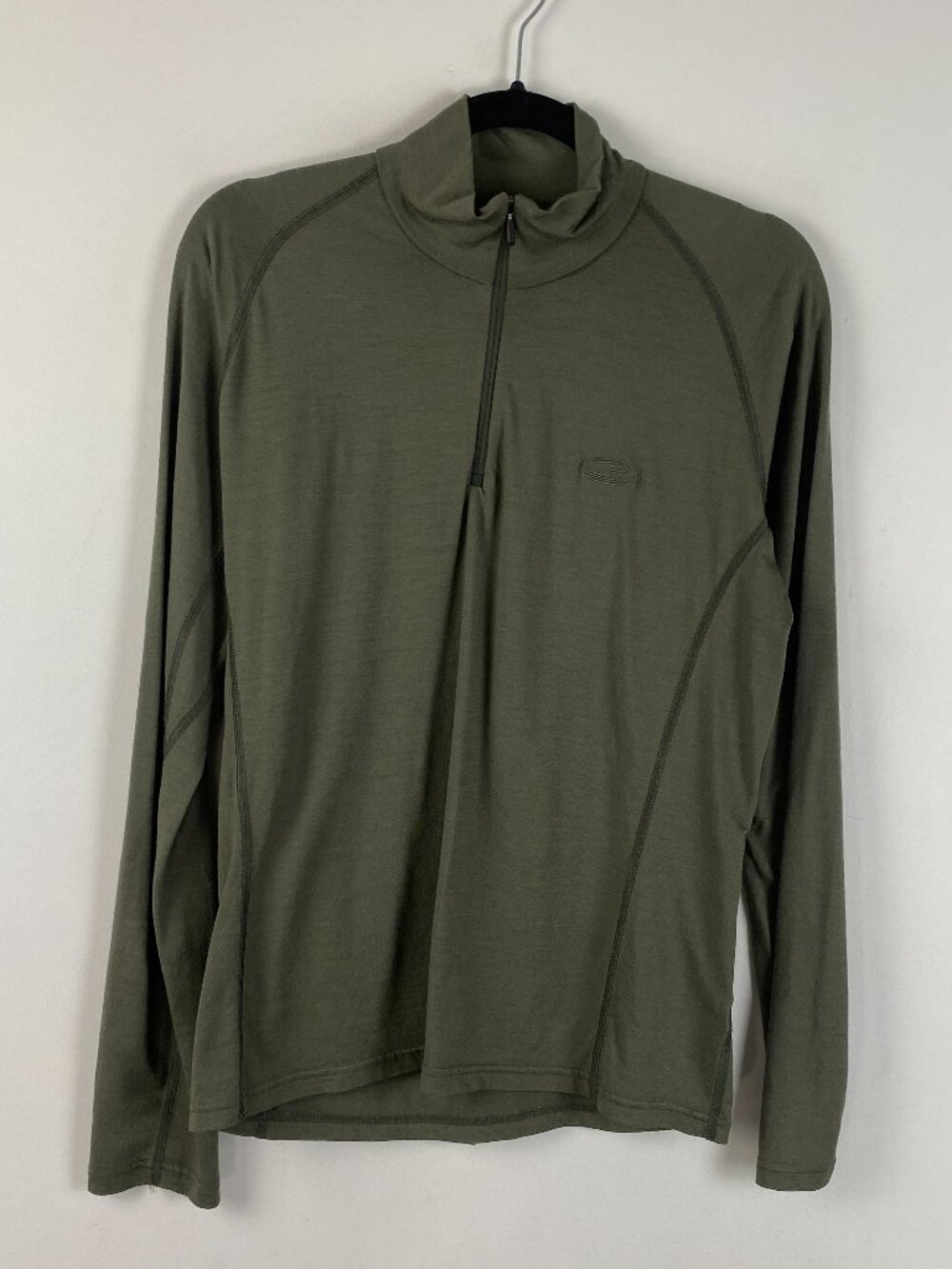 Icebreaker 1/4 Zip Bodyfit 200 Mens L Green Merino Wool Pullover